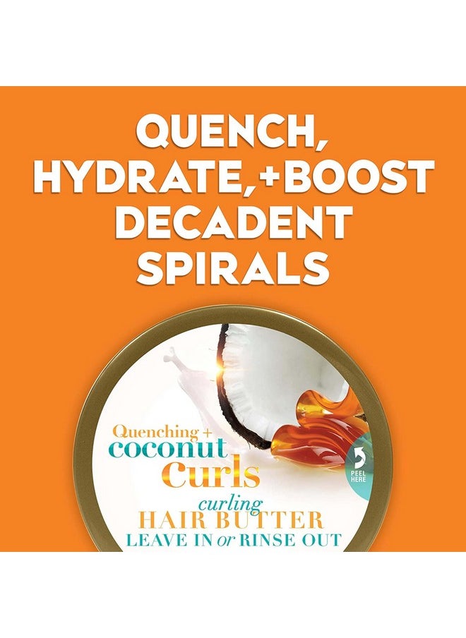 OGX Quenching + Coconut Curls Curling Hair Butter, Deep Moisture Leave-In Hair Mask & Treatment with Coconut Oil, Citrus Oil & Honey, Paraben-Free and Sulfated-Surfactants Free, 6.6 oz