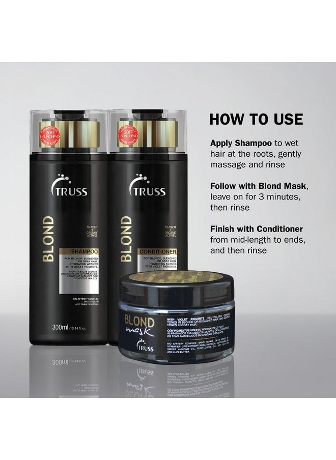 TRUSS Blond Conditioner - Violet Purple Conditioner For Blonde, Bleached & Gray Hair - Color Protection, Hydrating, Restores Elasticity, Neutralizes Brassiness, Yellow, & Orange Tones