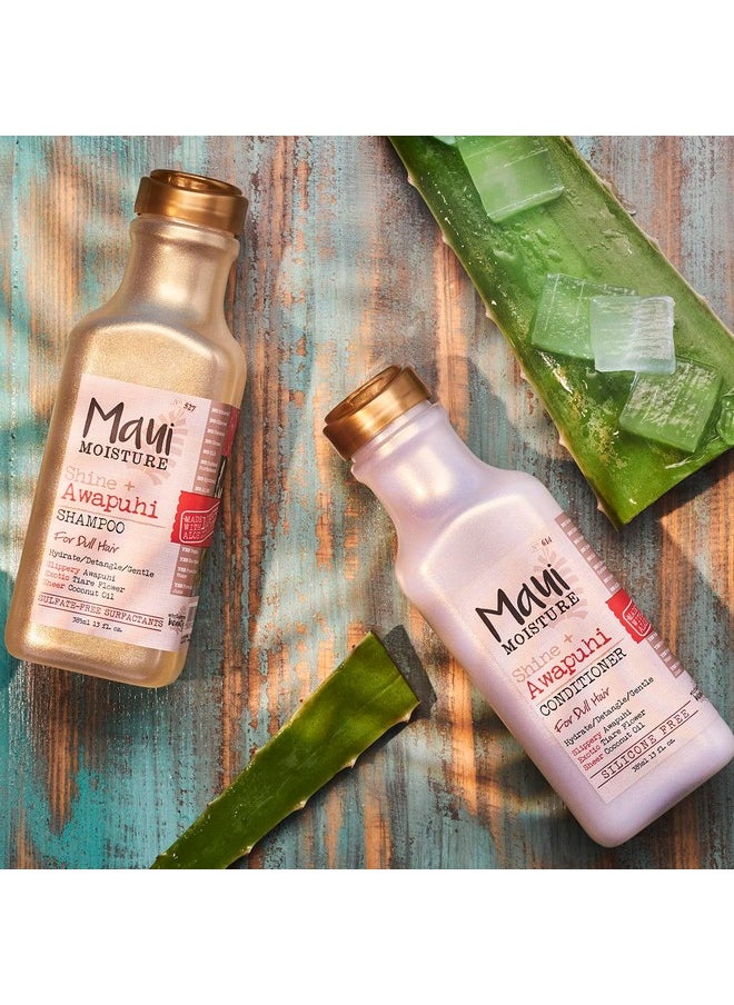 Maui Moisture Shine + Awapuhi Moisturizing Vegan Conditioner with Oils for Shiny Hair Silicone & SulfateFree Surfactant Aloe Conditioner to Hydrate Detangle Hair, Coconut, 13 Fl Oz