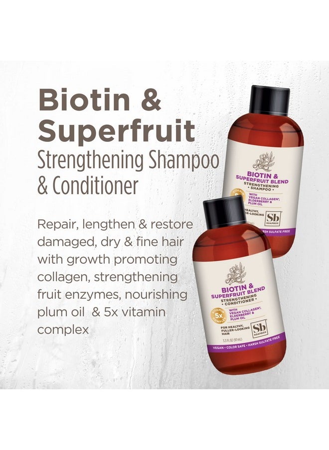 Soapbox Biotin Conditioner, Travel Size Biotin & Collagen Super Fruit, Bulk Pack Travel Toiletries, | Volumizing & Softening Conditioner to Promote Hair Growth, Strength, 24-Pack, 3.3 oz Each