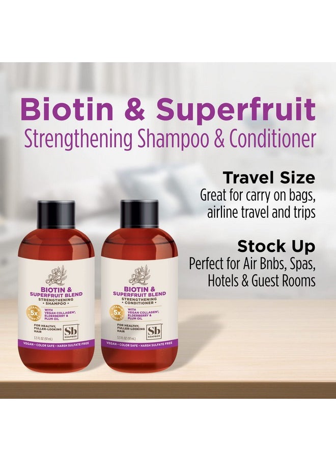 Soapbox Biotin Conditioner, Travel Size Biotin & Collagen Super Fruit, Bulk Pack Travel Toiletries, | Volumizing & Softening Conditioner to Promote Hair Growth, Strength, 24-Pack, 3.3 oz Each