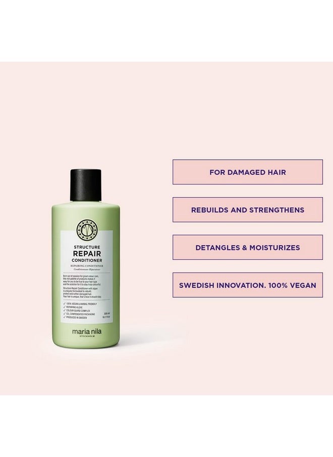 Maria Nila Structure Repair, Conditioner 10.1 Fl Oz, For Damaged & Chemically Treated Hair, Algae Extract Rebuilds & Moisturizes, 100% Vegan & Sulfate/Paraben free