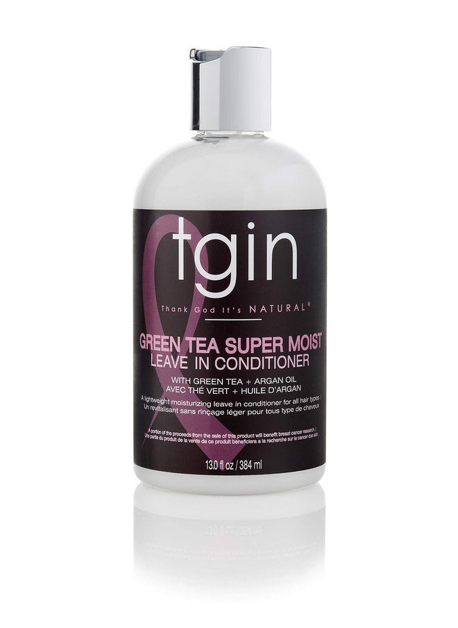 tgin Green Tea Super Moist Leave in Conditioner for Curly, Coily and Wavy Hair, with Argan Oil, Shea Butter and Green Tea, Moisturizes and Nourishes Dry Hair, 13 oz