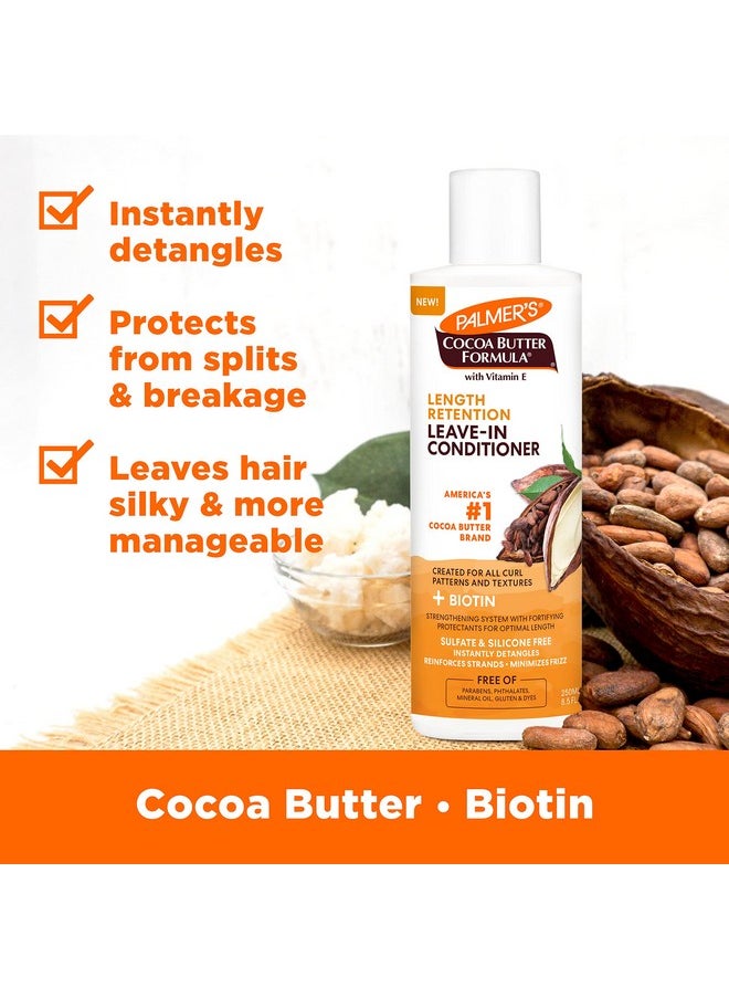 Palmer's Cocoa Butter & Biotin Length Retention Leave-In Conditioner, Instant Detangler, Soften and Strengthen Textured and Curly Hair, 8.5 Ounce