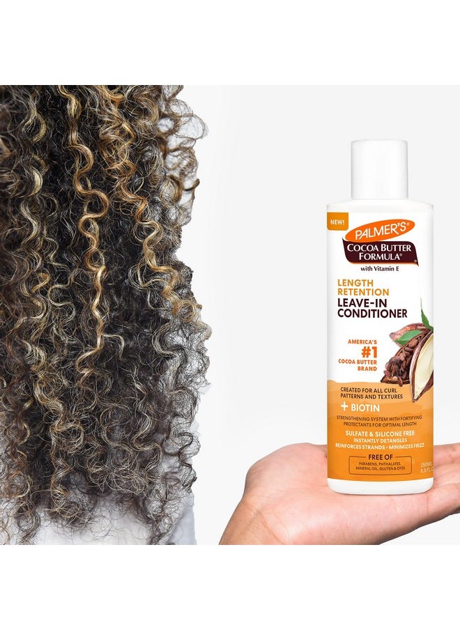 Palmer's Cocoa Butter & Biotin Length Retention Leave-In Conditioner, Instant Detangler, Soften and Strengthen Textured and Curly Hair, 8.5 Ounce