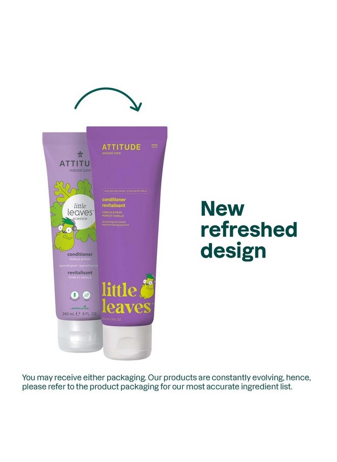 ATTITUDE Natural Conditioner for Kids, Hypoallergenic, Vegan, Plant- and Mineral-Based, Vegan and Cruelty-free, Vanilla and Pear, 8 Fl Oz (11115)