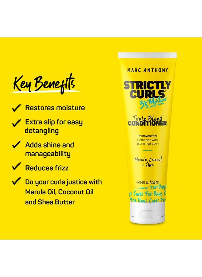 Marc Anthony Curly Hair Conditioner, Strictly Curls - 3x Moisture For Curl Defining & Enhancing - Shea Butter, Marula Oil, Aloe Vera & Coconut Cream - Sulfate Free & Color Safe For Dry Damaged Hair