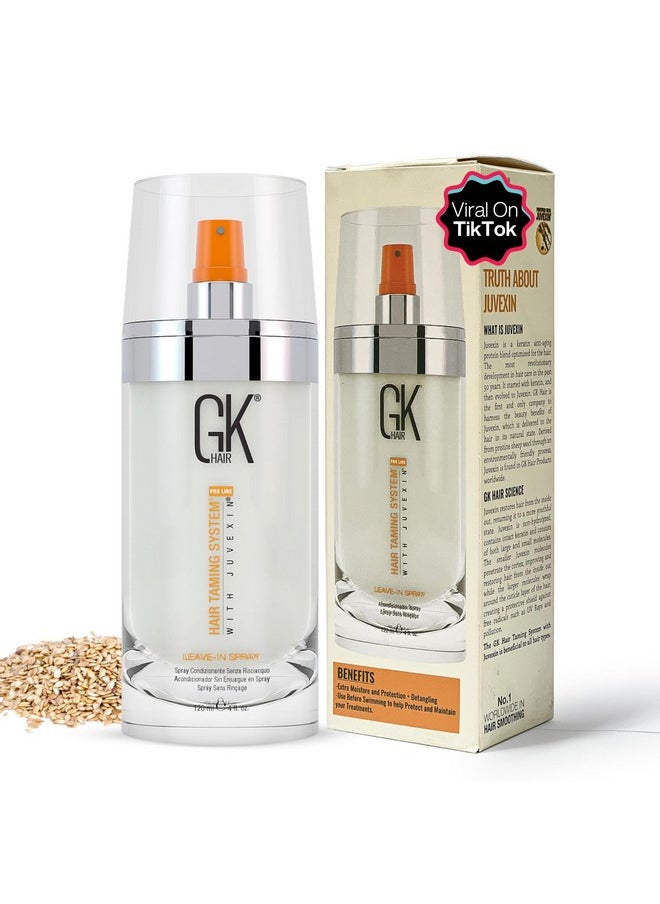 GK HAIR Global Keratin Leave-In Conditioner Detangler Spray 120 ml - For Dry, Damaged and Frizzy Hair Protection With Organic Natural Oil Strength & Shine | Hydrating Smoothing Styler