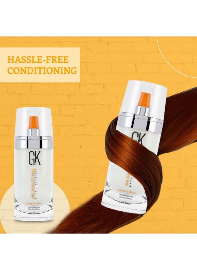 GK HAIR Global Keratin Leave-In Conditioner Detangler Spray 120 ml - For Dry, Damaged and Frizzy Hair Protection With Organic Natural Oil Strength & Shine | Hydrating Smoothing Styler