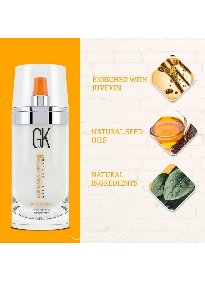 GK HAIR Global Keratin Leave-In Conditioner Detangler Spray 120 ml - For Dry, Damaged and Frizzy Hair Protection With Organic Natural Oil Strength & Shine | Hydrating Smoothing Styler