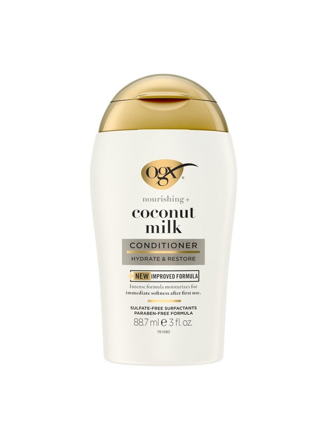 OGX Nourishing + Coconut Milk Moisturizing Conditioner, Hydrating & Restoring Conditioner Moisturizes for Soft Hair After the First Use, Travel Size, TSA-Compliant, 3 fl. oz