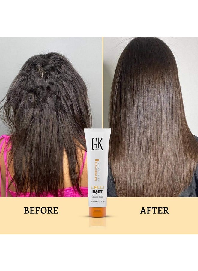 GK HAIR Global Keratin The Best (3.4 Fl Oz/100ml) Smoothing Keratin Hair Treatment - Professional Brazilian Complex Blowout Straightening For Silky Smooth & Frizz Free Hair