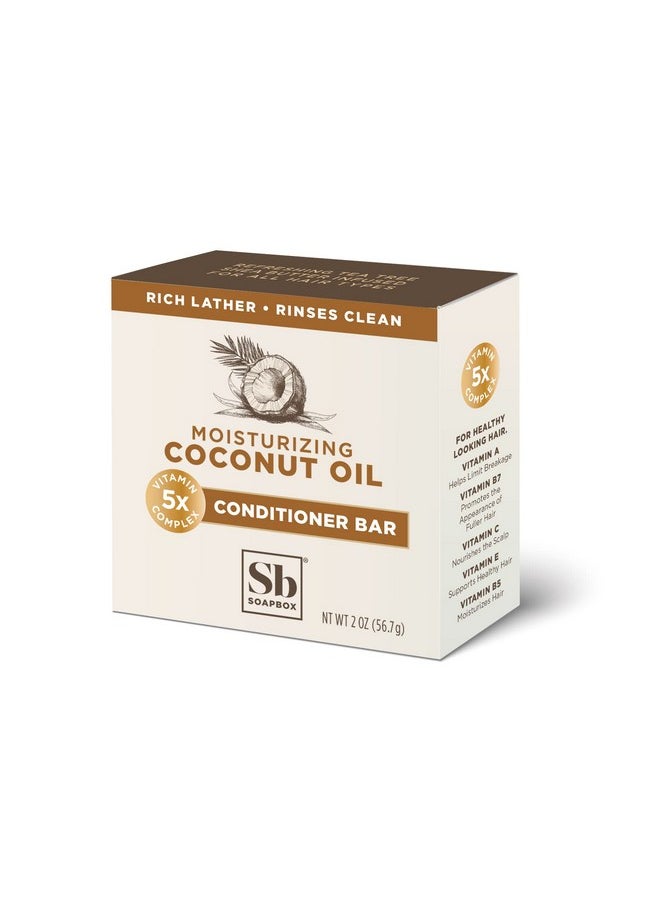Soapbox Hair Conditioner Bar with Coconut Oil to Moisturize and Nourish Dry Damaged Hair - 2oz Solid Conditioner, Low Plastic, Vegan, Sulfate Free, Paraben Free Hair Care