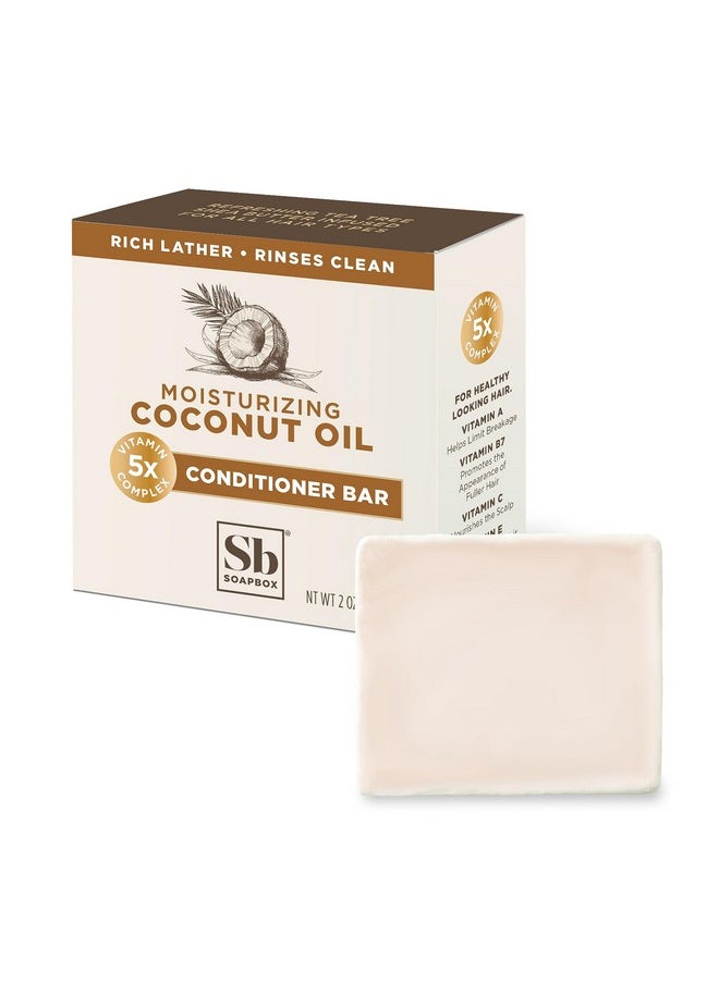 Soapbox Hair Conditioner Bar with Coconut Oil to Moisturize and Nourish Dry Damaged Hair - 2oz Solid Conditioner, Low Plastic, Vegan, Sulfate Free, Paraben Free Hair Care
