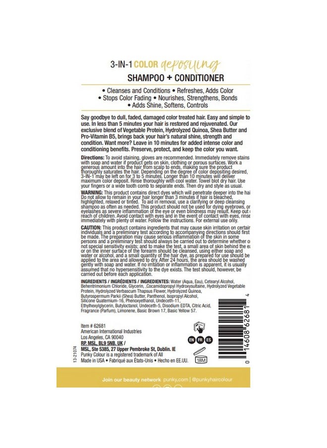Punky Colour 3-in-1 Color Depositing Hair Cleanser & Conditioner, 8.5 fl oz. (Blondetastic)