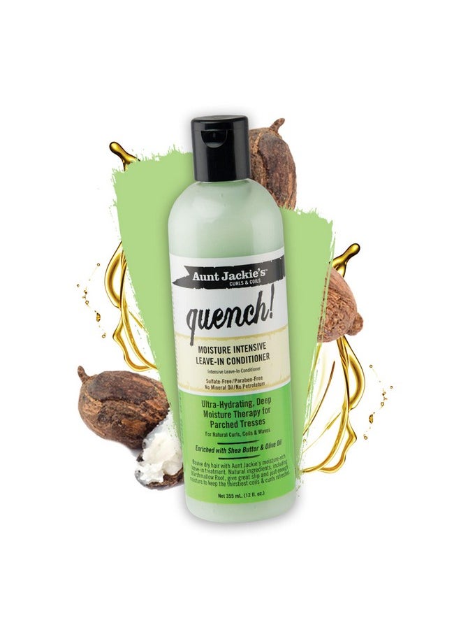 Aunt Jackie's Curls and Coils Quench Moisture Intensive Leave-In Hair Conditioner for Natural Curls, Coils and Waves, Enriched with shea Butter, 16 oz
