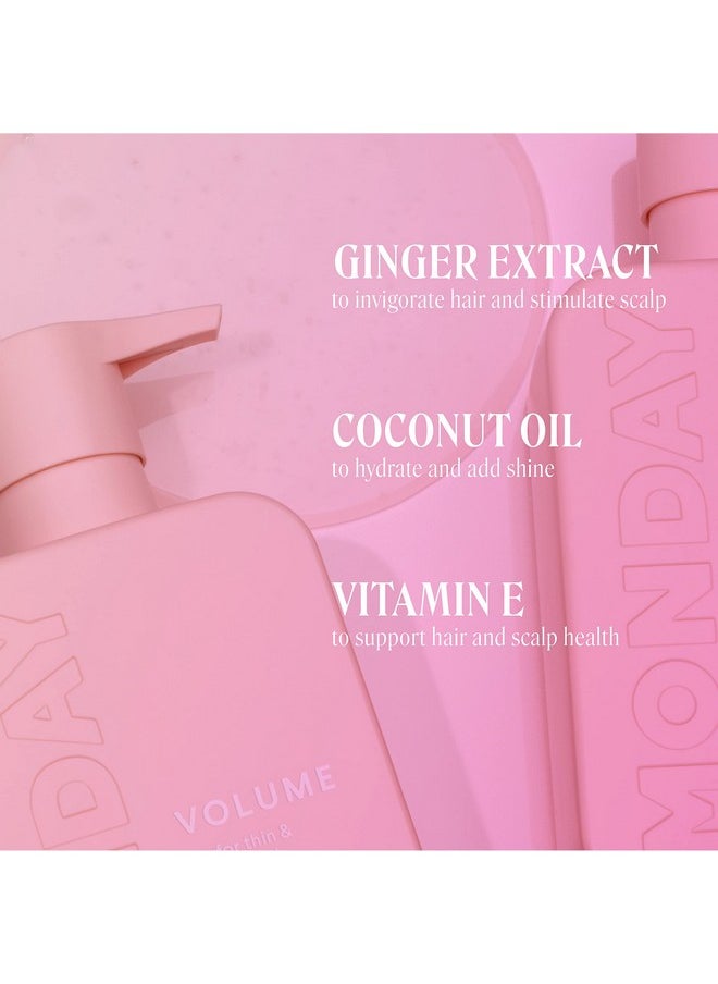MONDAY HAIRCARE Volume Conditioner 12oz for Thin, Fine, and Oily Hair, Made from Coconut Oil, Ginger Extract, & Vitamin E, 100% Recyclable Bottles (354ml), PINK (10436)