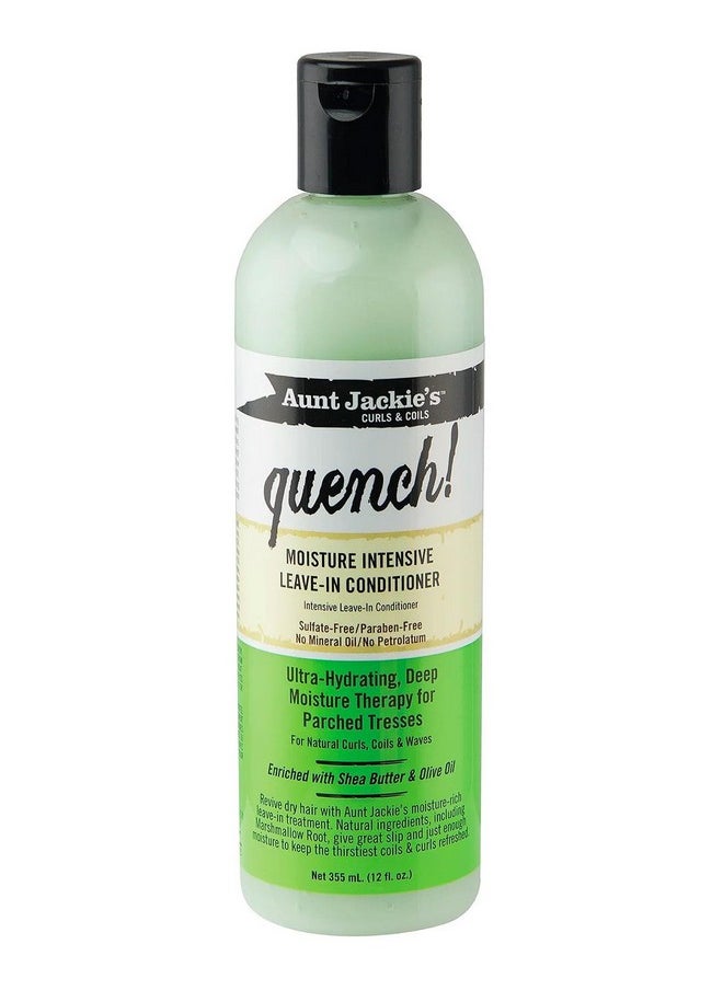 Aunt Jackie's Curls and Coils Quench Moisture Intensive Leave-In Hair Conditioner for Natural Curls, Coils and Waves, Enriched with Shea Butter, 12 oz
