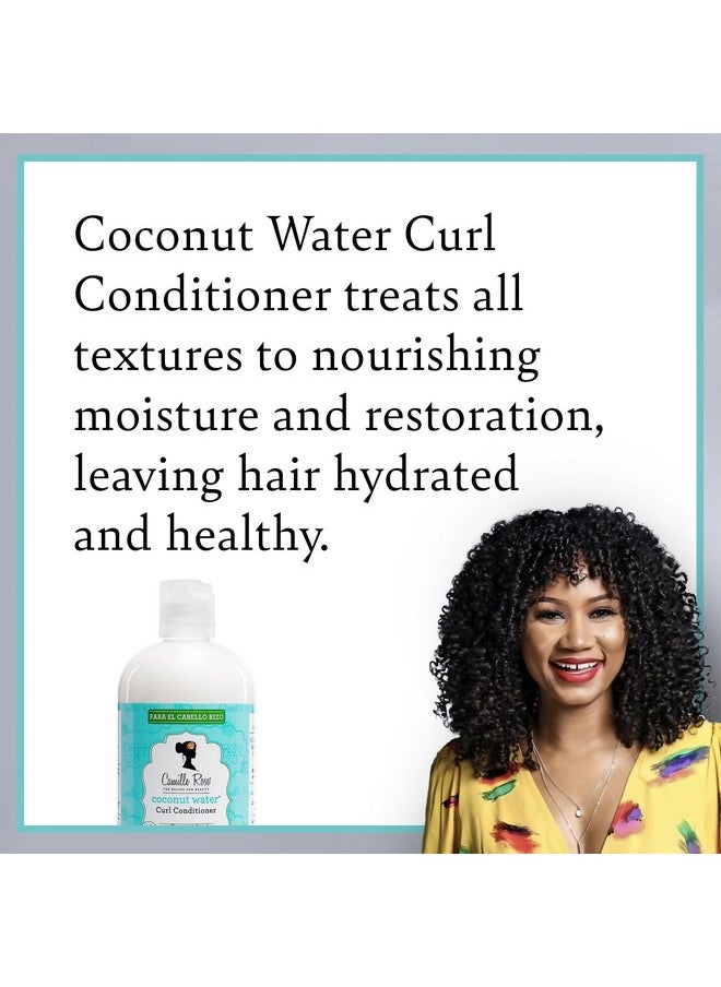 Camille Rose Coconut Water Curl Conditioner with Natural Coconut, Rosemary, & Castor Oils to Hydrate and Detangle, for Curly & Coily Hair Types, 12 oz