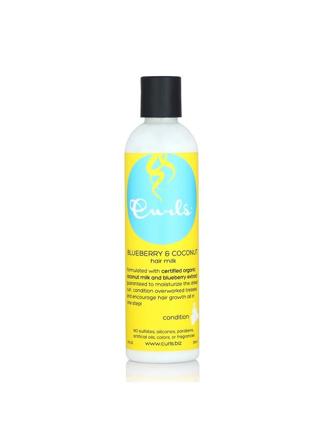 Curls Blueberry Bliss Blueberry & Coconut Hair Milk - 8 fl oz, Leave In Conditioner and Styler, Moisturizing & Nourishing, for Curly, Natural, and Coily Hair