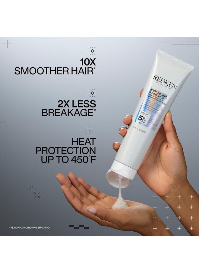 Redken Bonding Leave In Conditioner for Damaged Hair | Acidic Bonding Concentrate | Sulfate Free Leave In Treatment | Strengthens Weak Hair | Hair Repair | Safe for Color-Treated Hair & All Hair Types