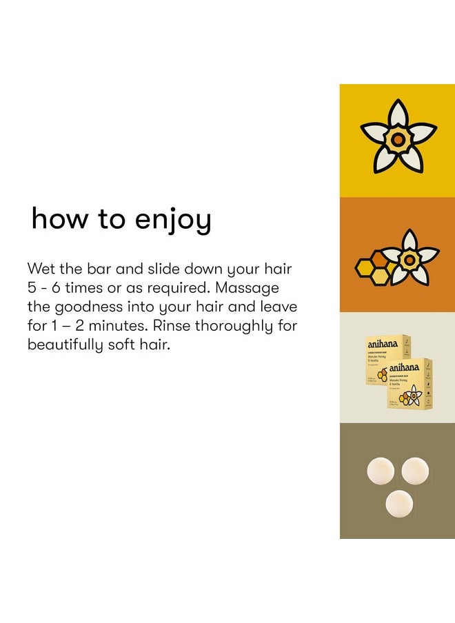 ANIHANA Conditioner Bar for Regular Normal Hair Clean Purifying Natural Healthy Look and Shine Paraben Free Manuka Honey and Vanilla 2.1 oz