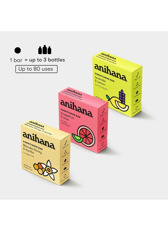 ANIHANA Conditioner Bar for Regular Normal Hair Clean Purifying Natural Healthy Look and Shine Paraben Free Manuka Honey and Vanilla 2.1 oz