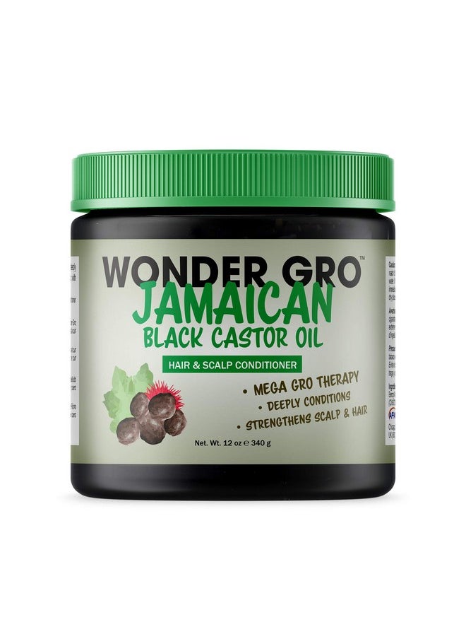 Jamaican Black Castor Oil Hair Grease Styling Conditioner, 12 fl oz - Great for Strengthening - Mega Hair Growth Therapy by Wonder Gro