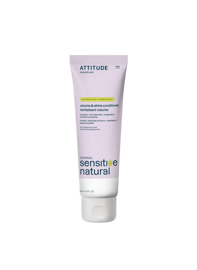 ATTITUDE Hair Conditioner for Sensitive Dry Scalp, For Thin Hair, Soothing Oat, Naturally Derived Ingredients, Dermatologically Tested, Vegan Detangler, Volume and Shine, 8 Fl Oz