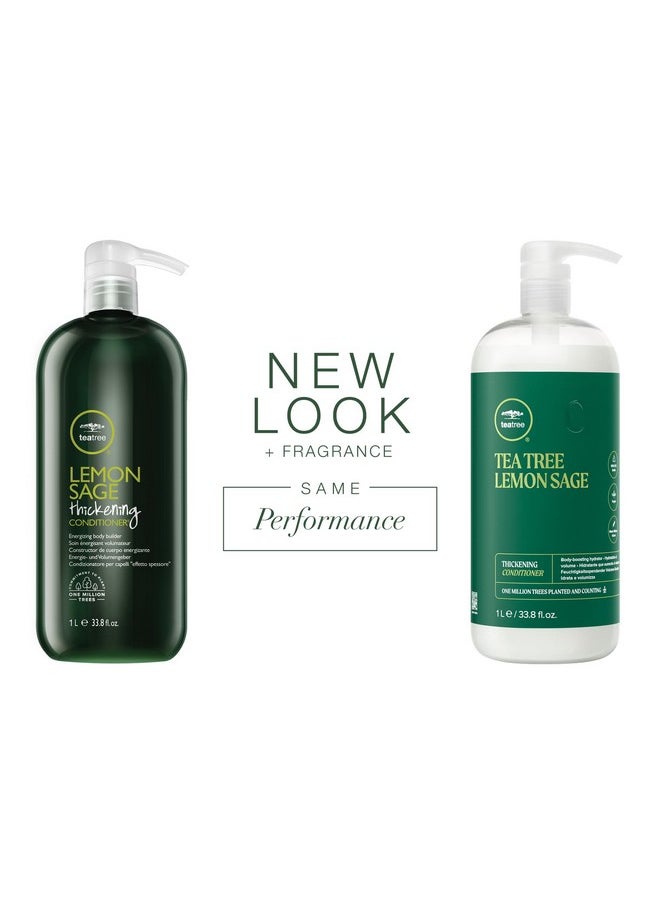 Tea Tree Lemon Sage Thickening Conditioner, Builds Body + Boosts Volume, For Fine Hair, 33.8 fl. oz.