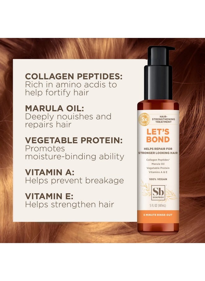 Soapbox Let's Bond Hair Treatment with Collagen Peptides - Repair Damaged Hair, Prevent Breakage, Nourish & Strengthen Fine, Frizzy Hair, Paraben Free & Color Safe, 5oz