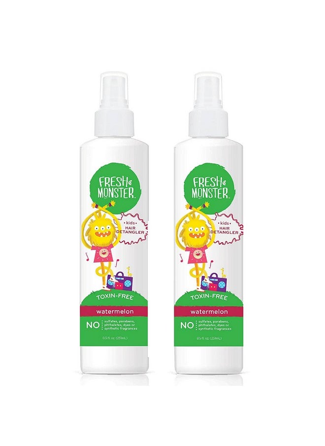 Fresh Monster Kids Detangler Spray, Toxin-Free, Hypoallergenic & Natural, Hair Conditioning Spray for Kids, Watermelon (2 Pack, 8.5oz/each)