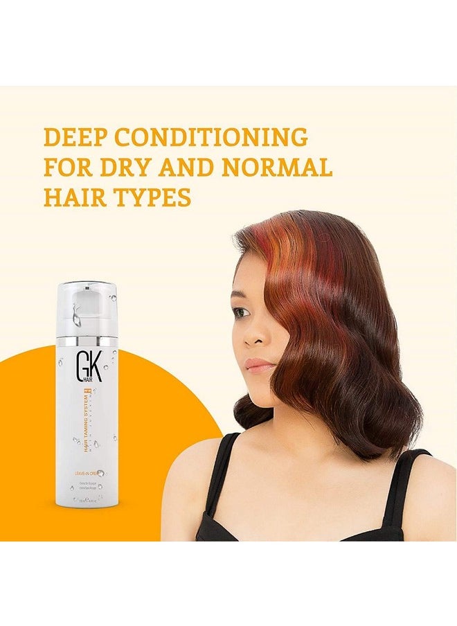 GK HAIR Global Keratin Leave In Conditioner Cream (4.4 Fl Oz/130ml) Conditioning Hydrating Smoothing Moisturizing & Frizz Control For Dry Damaged Hair Taming before Swimming or Exercise
