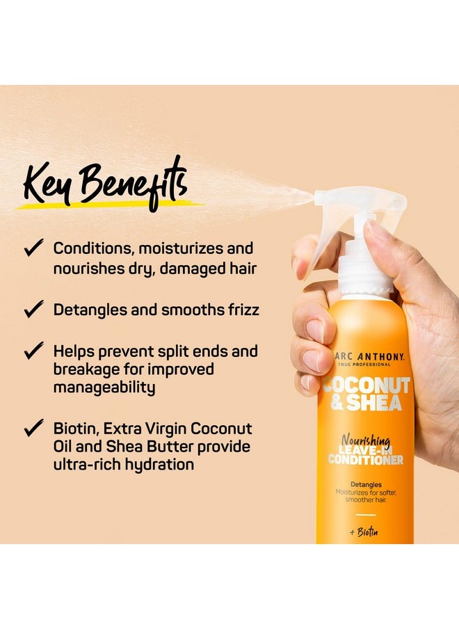 Marc Anthony Leave-In Conditioner Spray, Coconut Oil & Shea Butter - Anti-Frizz Biotin Detangling Spray to Moisturize for Softer Smoother Hair - Color Safe & Sulfate Free Styling Product