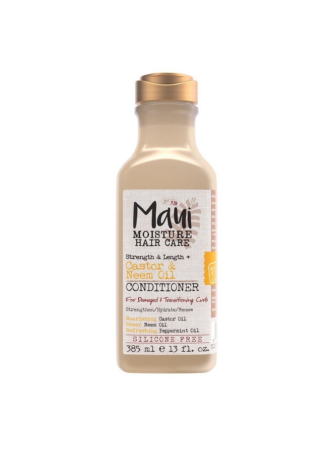 Maui Moisture Strength & Length + Castor & Neem Oil Conditioner, Curly Hair Product for Dry, Damaged Hair, 13 Fl Oz
