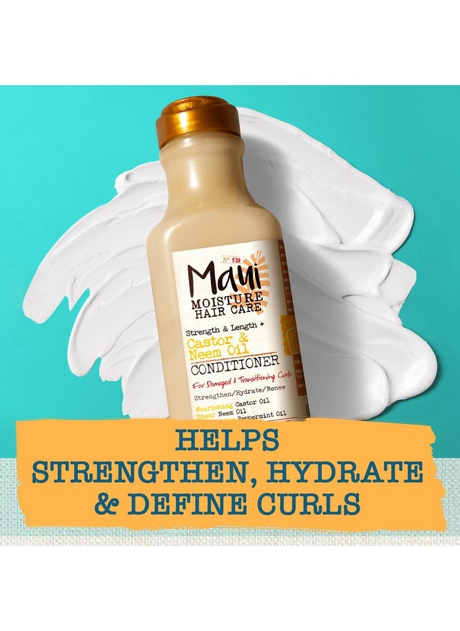 Maui Moisture Strength & Length + Castor & Neem Oil Conditioner, Curly Hair Product for Dry, Damaged Hair, 13 Fl Oz