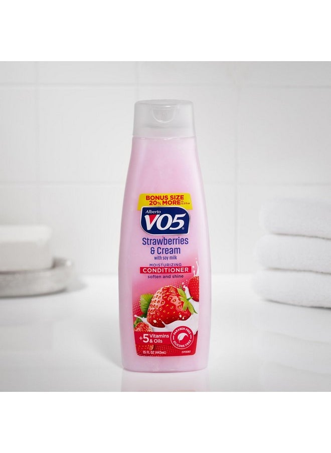 Alberto VO5 Moisture Milks Moisturizing Conditioner - Hair Conditioner with Soothing Soy Milk Protein - Strawberries and Cream Scent - 15 oz