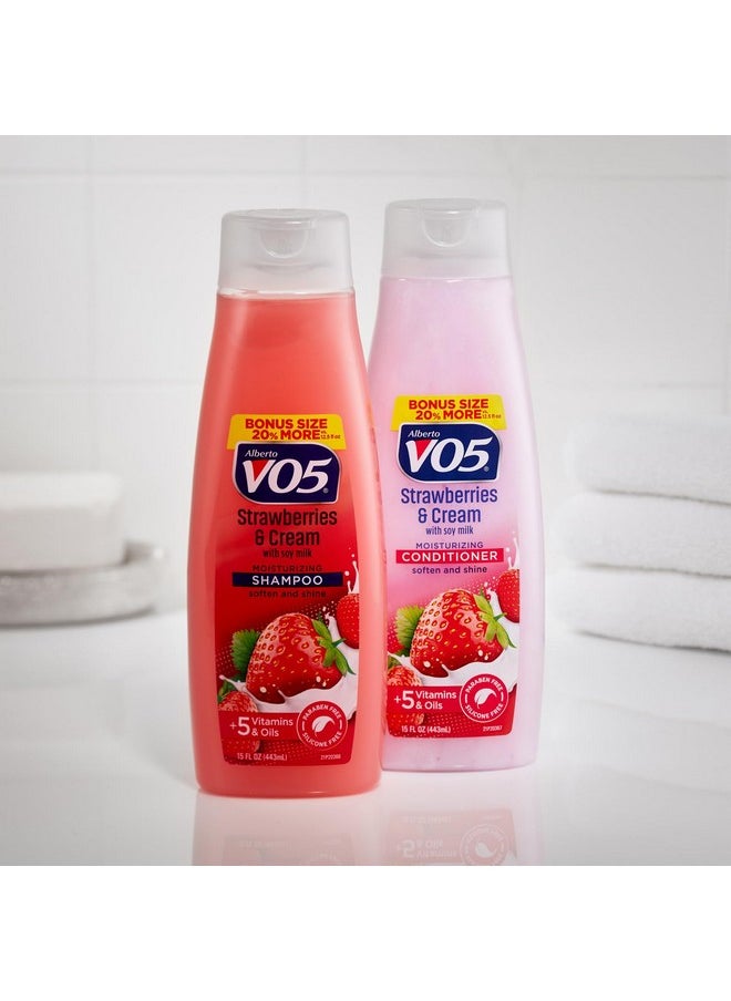 Alberto VO5 Moisture Milks Moisturizing Conditioner - Hair Conditioner with Soothing Soy Milk Protein - Strawberries and Cream Scent - 15 oz
