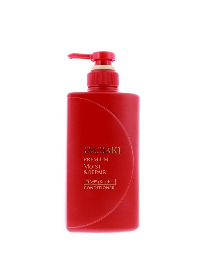 TSUBAKI Premium Moist Conditioner 490ml - Daily repair damaged hair from the core. Restore moisture and shine down to the tips.
