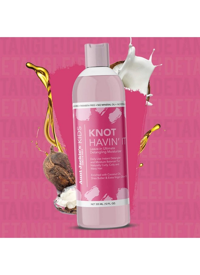 Aunt Jackie's Kids Knot Havin' It Leave-In Ultimate Detangling Hair Moisturizer for Naturally Curly, Coily and Wavy Hair, 12 oz