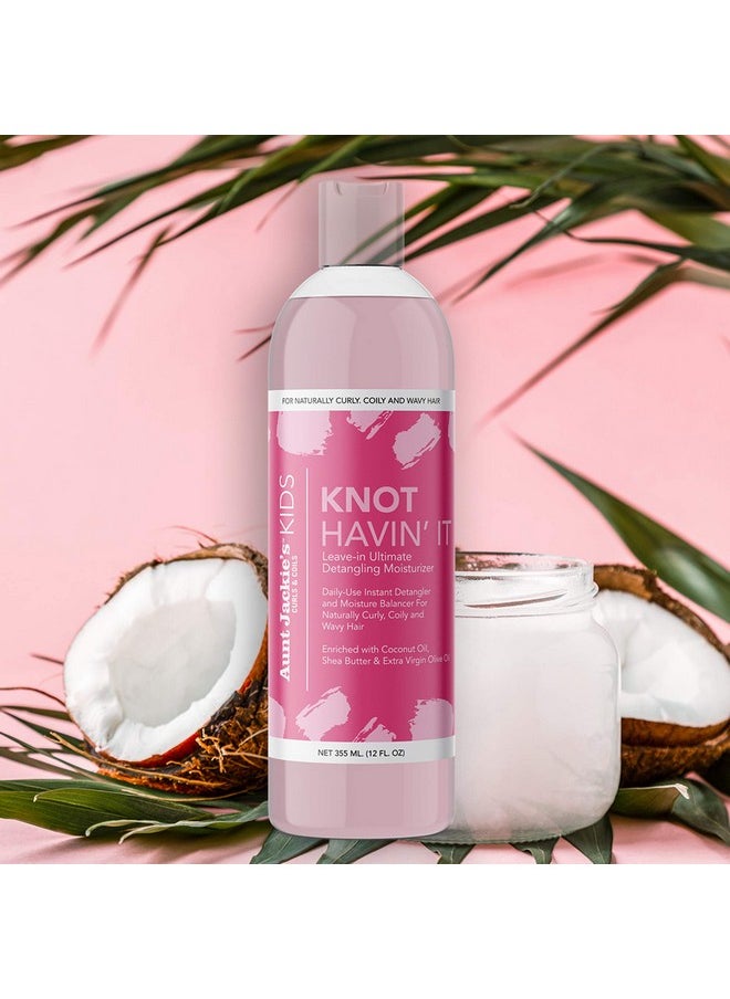Aunt Jackie's Kids Knot Havin' It Leave-In Ultimate Detangling Hair Moisturizer for Naturally Curly, Coily and Wavy Hair, 12 oz