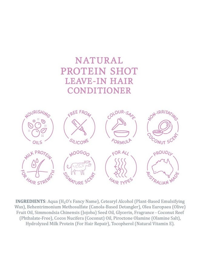 MooGoo Protein Shot Leave In Conditioner - A Natural Hydrating Hair Treatment for Dry Damaged Hair - for Women and for Men. Paraben Free, Cruelty Free.