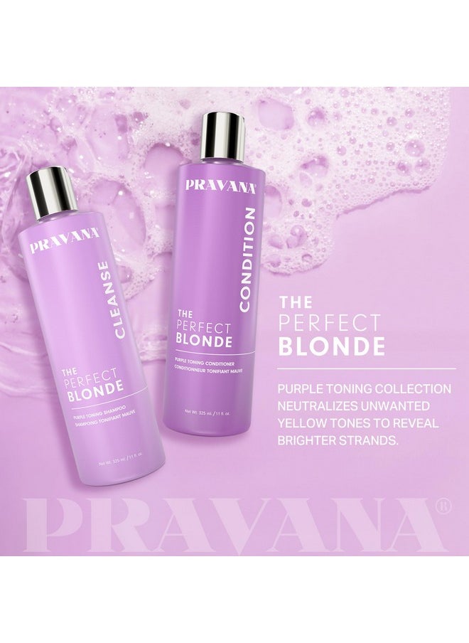 Pravana The Perfect Blonde Purple Toning Conditioner | Neutralizes Brassy, Yellow Tones | For Color-Treated Hair | Adds Strength, Shine, Elasticity | 11 Fl Oz