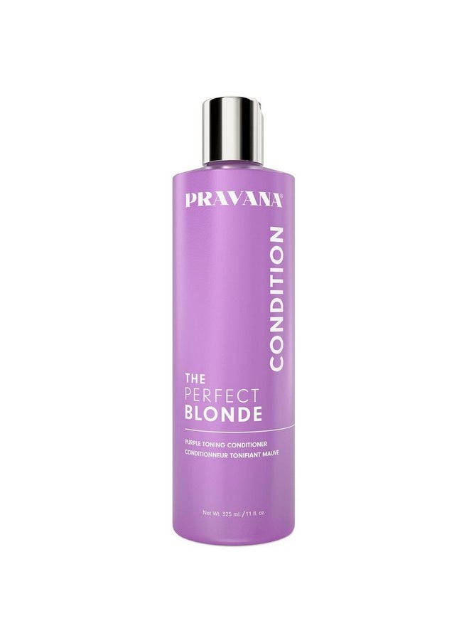 Pravana The Perfect Blonde Purple Toning Conditioner | Neutralizes Brassy, Yellow Tones | For Color-Treated Hair | Adds Strength, Shine, Elasticity | 11 Fl Oz