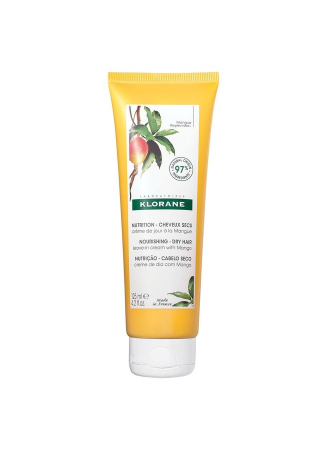 Klorane Nourishing Leave-in Cream with Mango Butter, Moisturize, Hydrate and Smoothe Dry Hair, Paraben, Silicone, Sulfate Free, 4.2 oz.