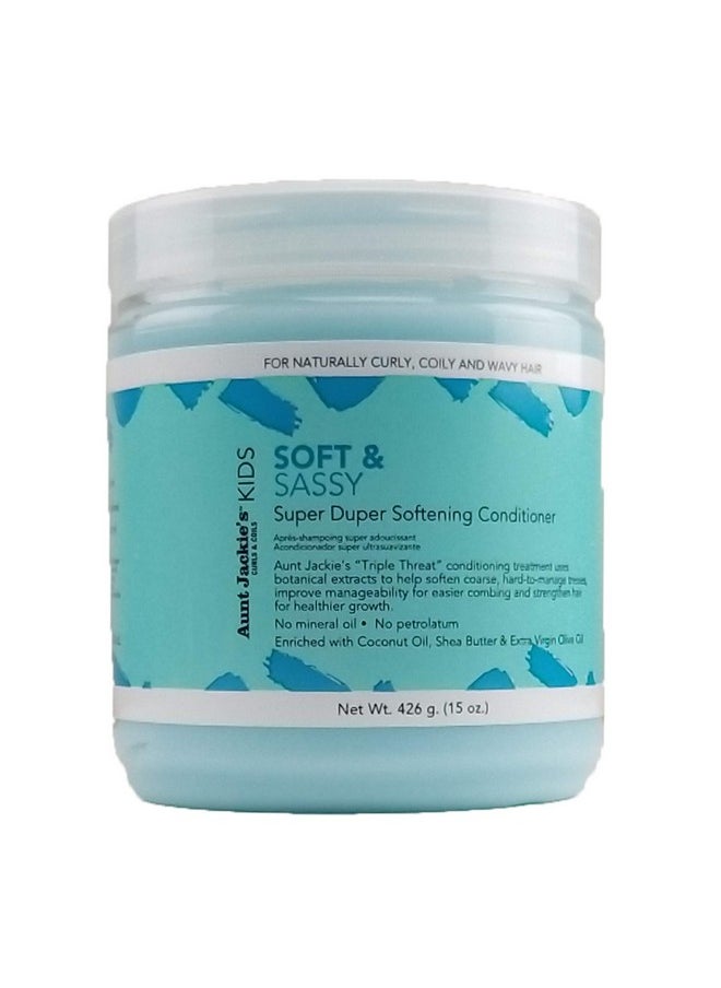 Aunt Jackie's Kids Soft and Sassy Super Duper Hair Softening Conditioner, Helps Strengthen Hair for Healthier Growth, 15 oz