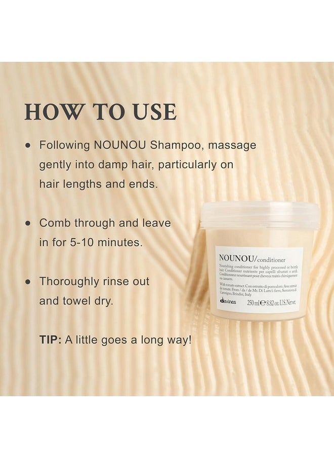 Davines NOUNOU Conditioner | Hydrating Deep Conditioner for Bleached, Permed, Relaxed, Damaged or Very Dry Hair | Replenishes Chemically Processed Hair | 8.45 fl oz