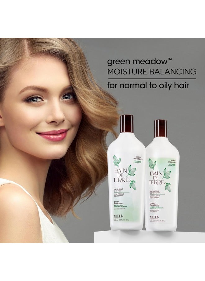 Bain de Terre Green Meadow Balancing Conditioner, Gentle Moisture Balance for Soft, Silky & Bouncy Hair with Argan & Monoi Oils, Paraben-free, Color-Safe, Vegan, 13.5 Fl Oz