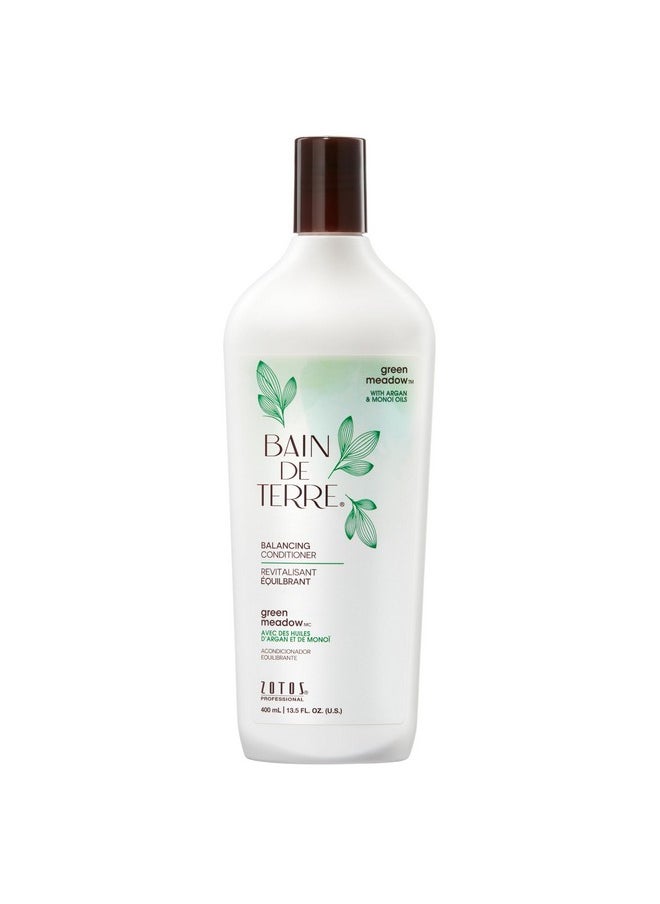 Bain de Terre Green Meadow Balancing Conditioner, Gentle Moisture Balance for Soft, Silky & Bouncy Hair with Argan & Monoi Oils, Paraben-free, Color-Safe, Vegan, 13.5 Fl Oz