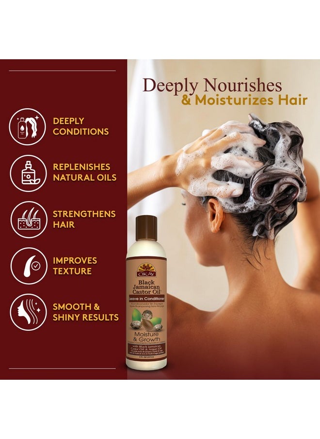 OKAY Black Jamaican Castor Oil Leave In Conditioner - Hair Moisturizer for Women and Men, Natural Hair Product for Hair Growth, Curly Hair Grease for Smooth, Moisturized Hair - 8 oz (Pack of 1)